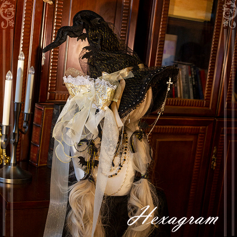 Lolita Accessories Goth Dark Witch Pueple Hat for Halloween 3 Colors