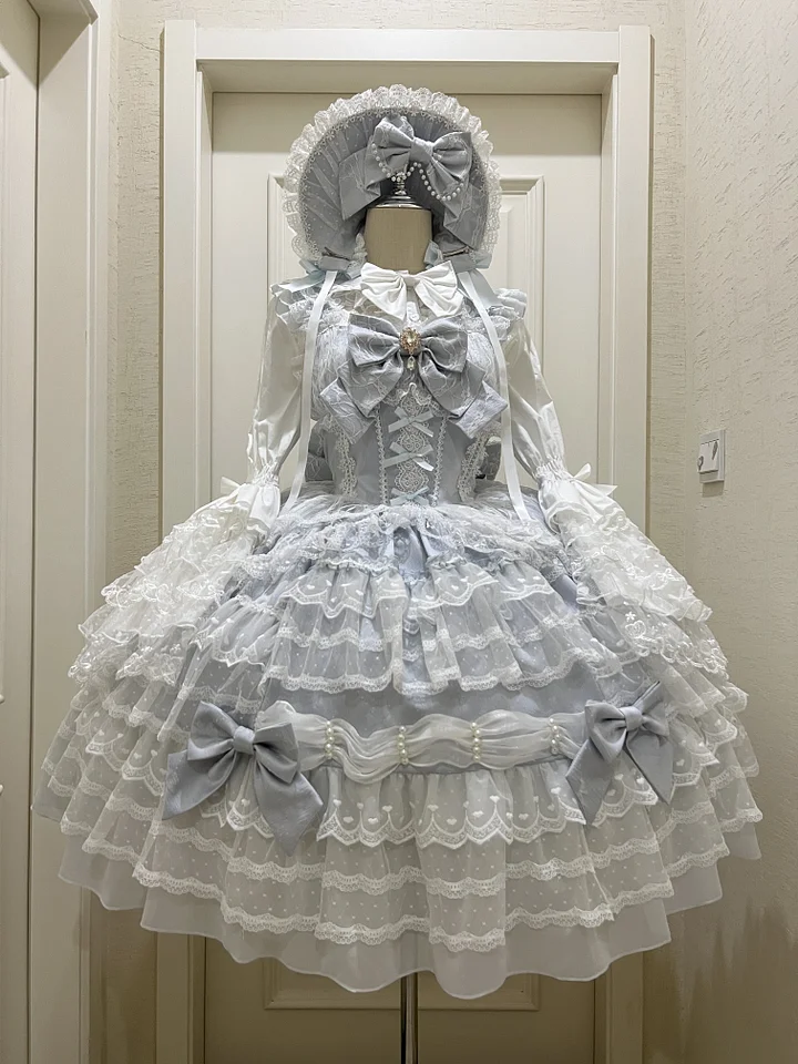 Hime Lolita Pink Multi-layer Cake Sleeveless Dress Autumn for Tea Party 3 Colors