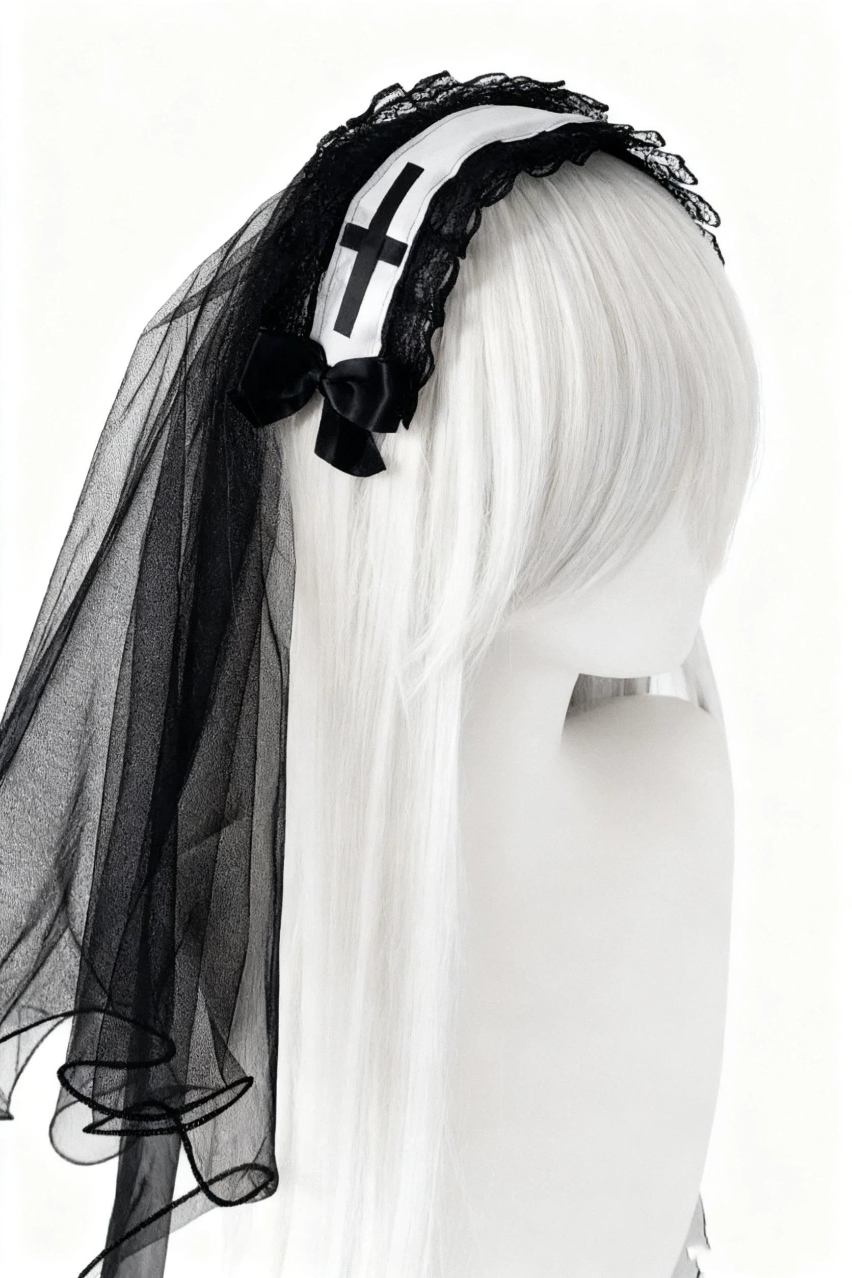 Lolita Accessories Gothic Nun Veil Headwear Cross for Halloween 2 Colors
