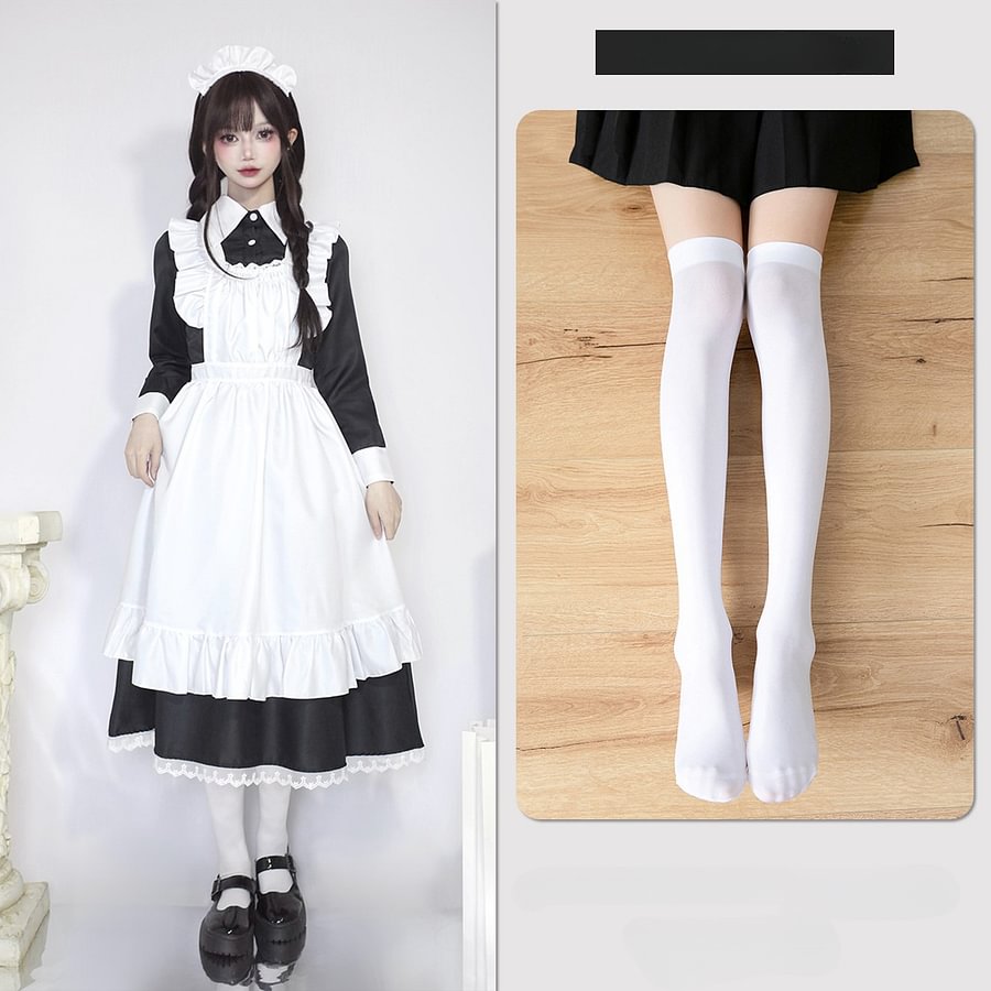 Classic Lolita Black Maid Japanese Manservant Long-sleeved 5XL Dress