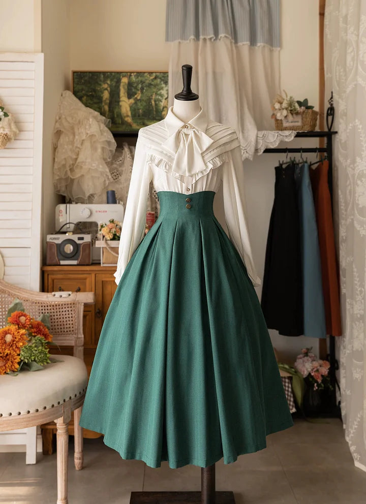 Classic Lolita Orange Vintage French Long Skirt in Autumn for Graduation 3 Colors