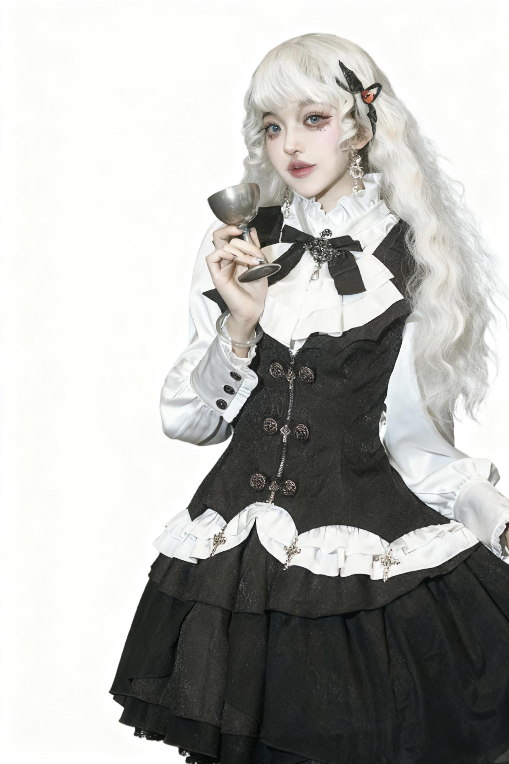 Gothic Lolita Vampire Duke Dark Black Dress Set Skirt for Party