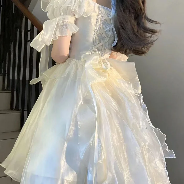 Hime Lolita Romantic Red Irregular Gradient Ball Gown Dress 2 Colors for Party