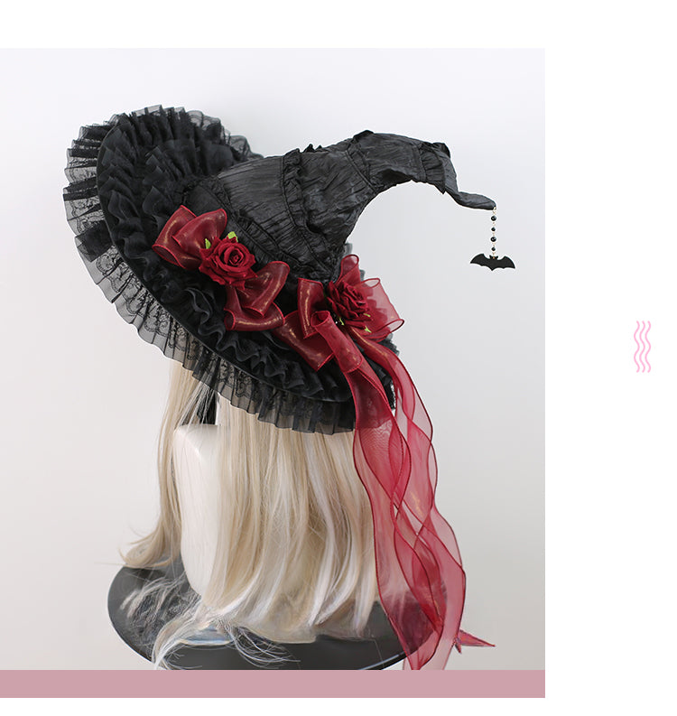 Lolita Accessories Goth Hat Decor 3 Colors Handmade Rose Ribbon Hair
