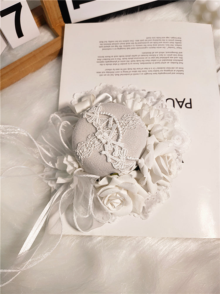 Lolita Accessories Goth Hat Decor Handmade Rose Ribbon Hair