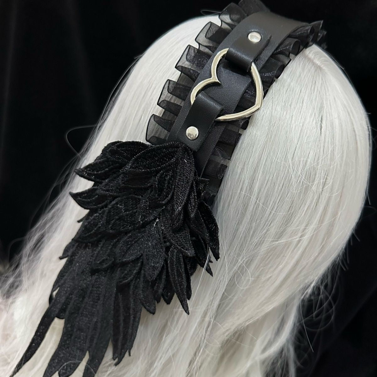 Lolita Accessories Gothic White Angel Wings Y2K Hairband Hair 2 Colors