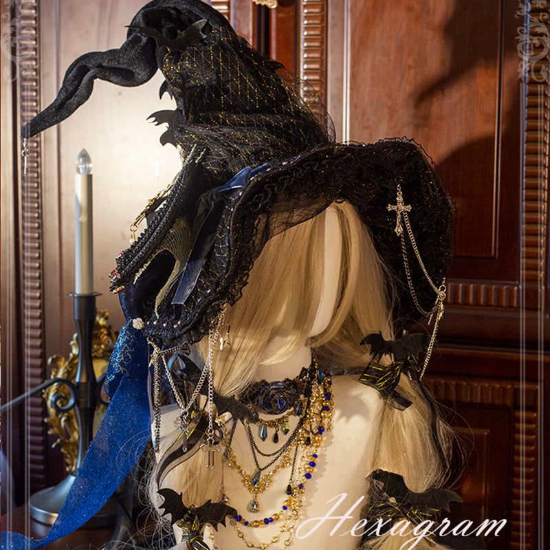 Lolita Accessories Halloween Goth Dark Witch 3 Colors Hat Hair