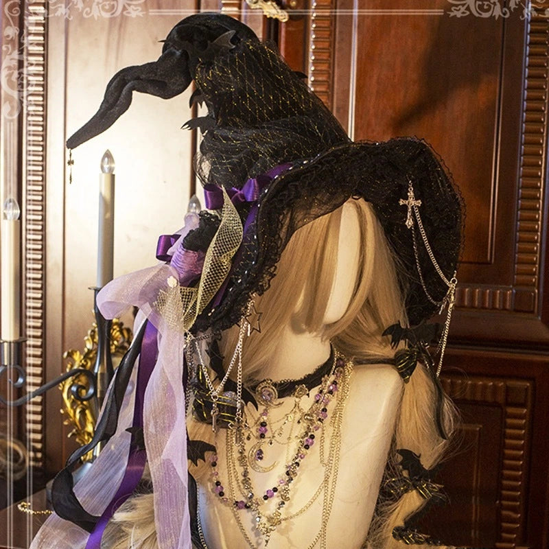 Lolita Accessories Halloween Goth Dark Witch 3 Colors Hat Hair