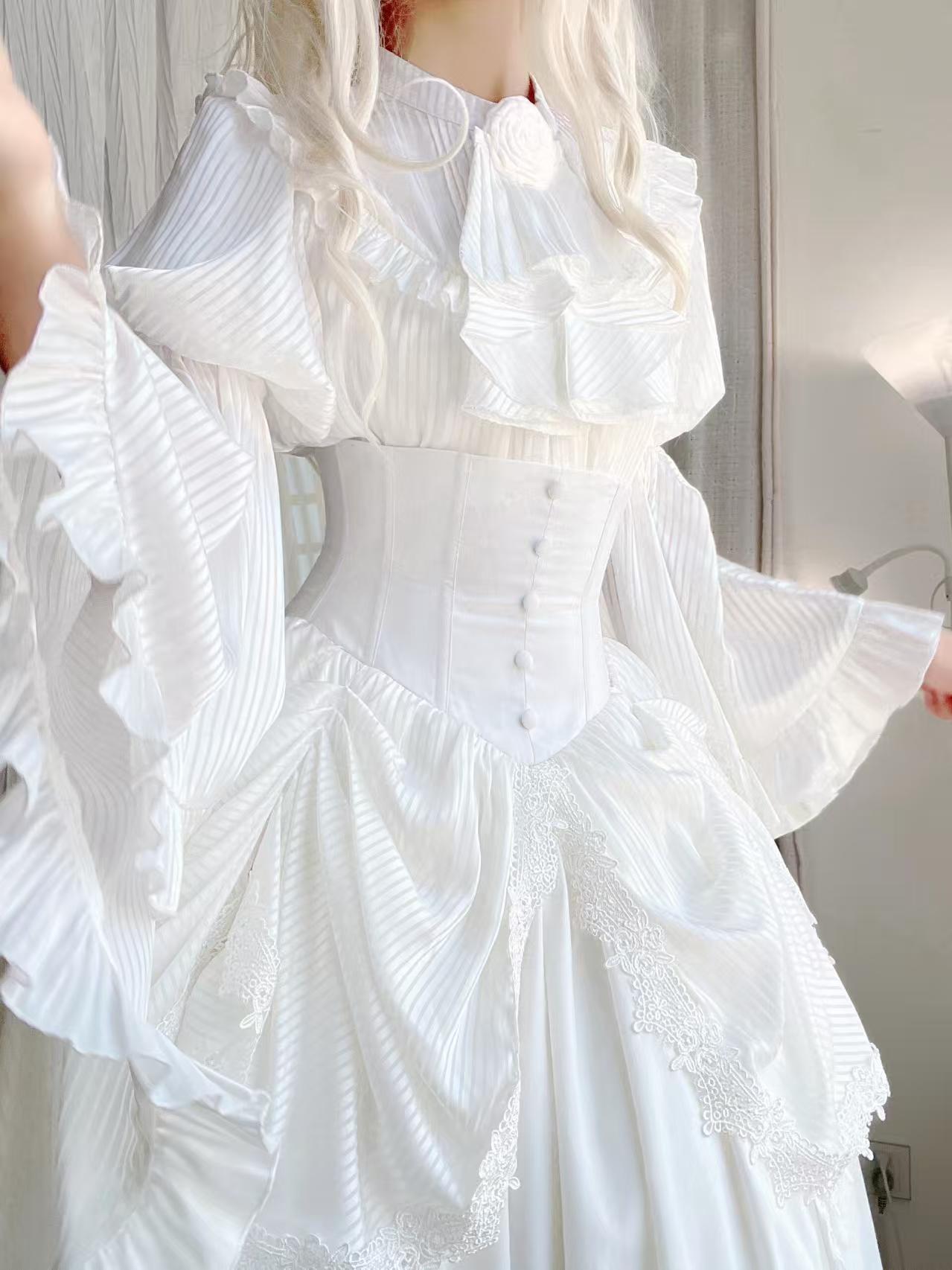 Gothic Prom Lolita Ruffles Black Long Skirt Court Style for Costume Halloween