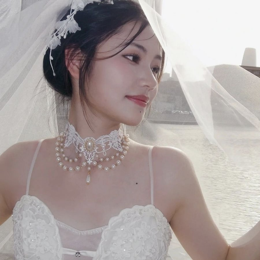 Lolita Accessories Multi-layer Lace White Pearl Necklace Court Style Choker