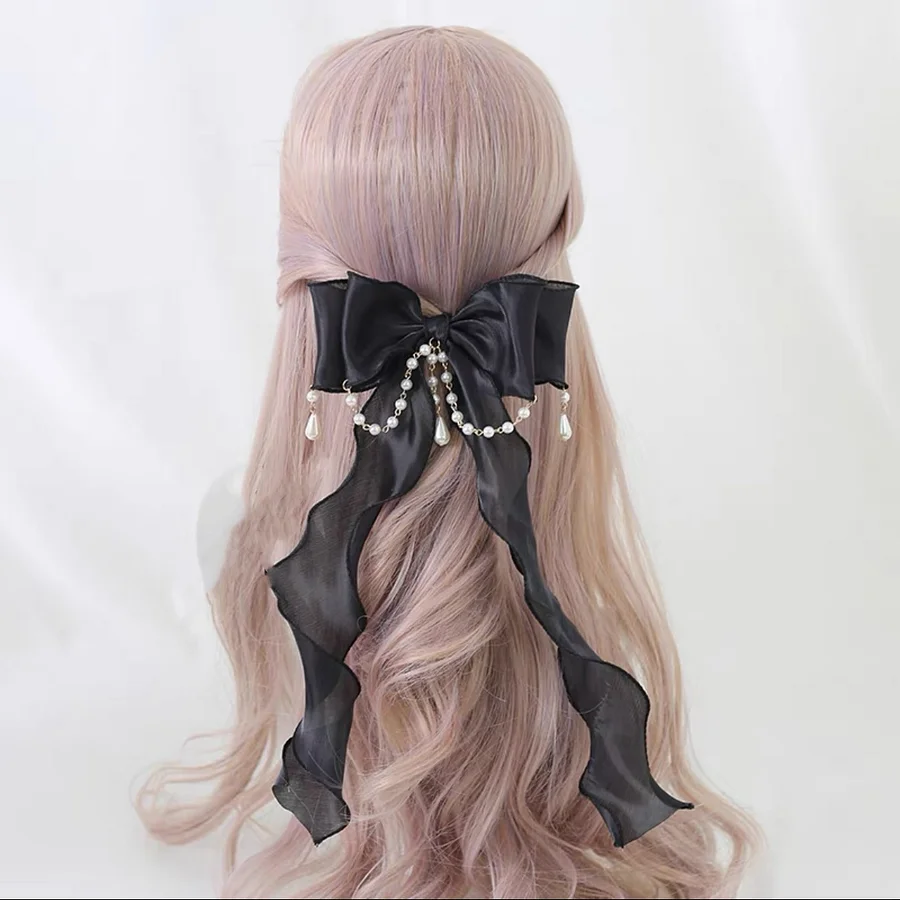 Lolita Accessories Pearl Princess Hairpins Bowknot Organza Hair Clips 2 Colors