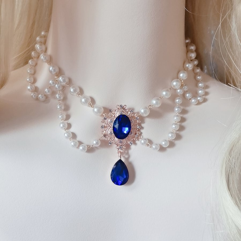 Lolita Accessories Star Gemstone Pearl Chain for Wedding Tea Party Necklace