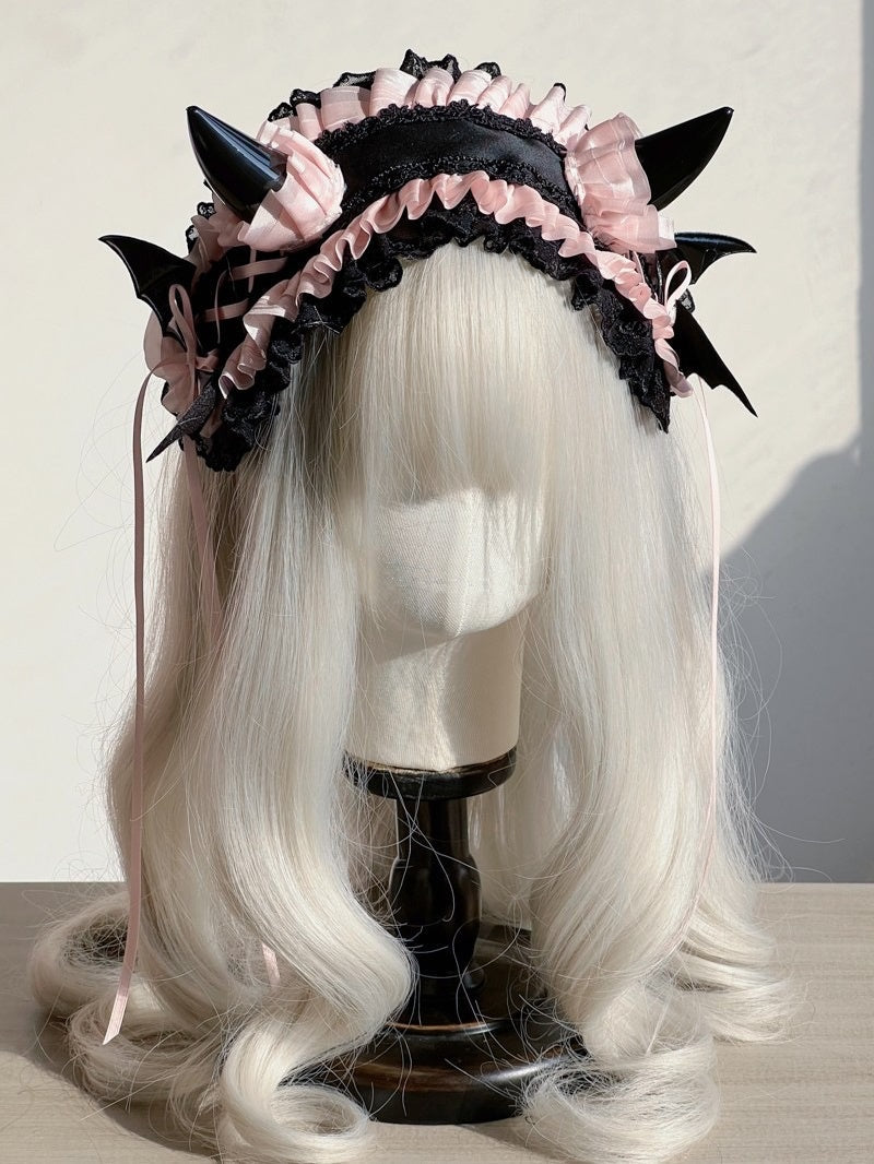 Lolita Accessories Sweet Goth Devil's Horn Hairband  Lace Ruffle for Halloween