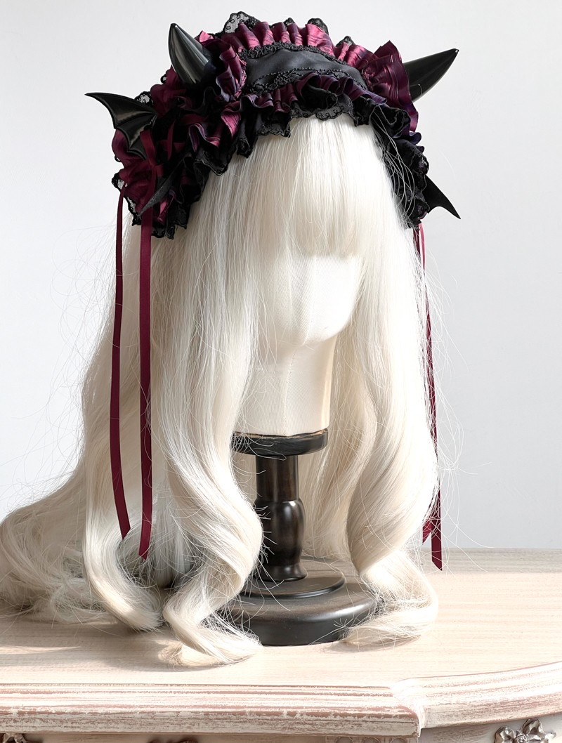 Lolita Accessories Sweet Goth Devil's Horn Hairband  Lace Ruffle for Halloween