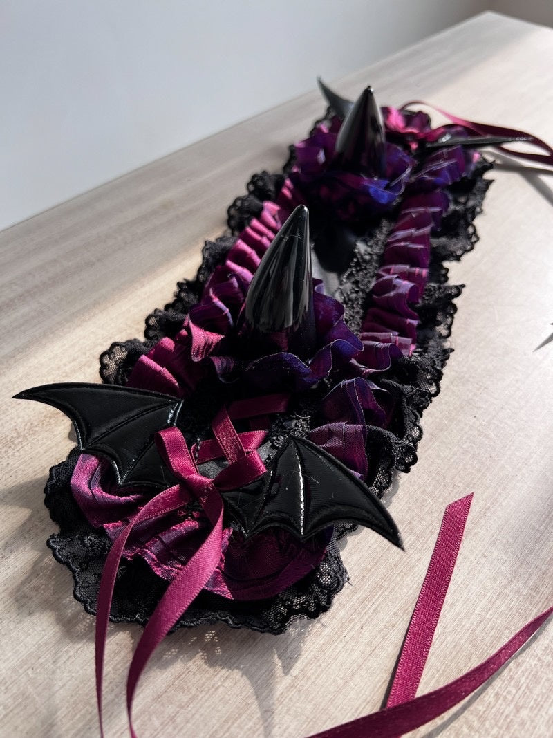 Lolita Accessories Sweet Goth Devil's Horn Hairband  Lace Ruffle for Halloween