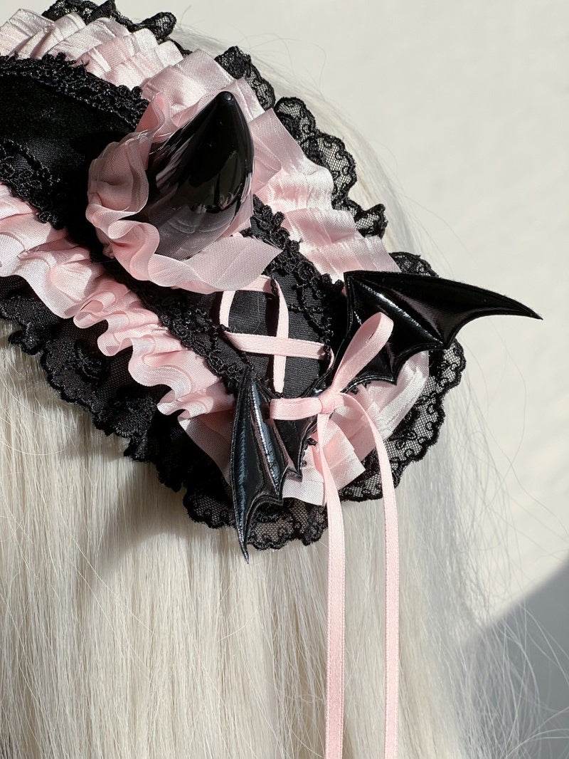 Lolita Accessories Sweet Goth Devil's Horn Hairband  Lace Ruffle for Halloween