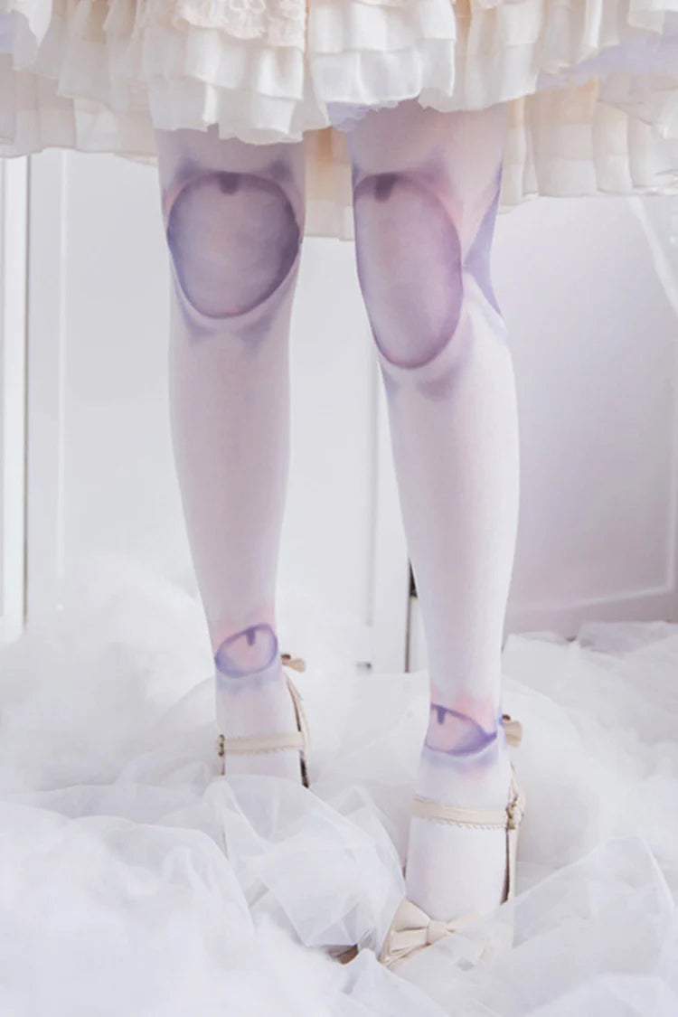 Lolita Accessories White Printed Doll Stockings Tight Over-the-knee Socks