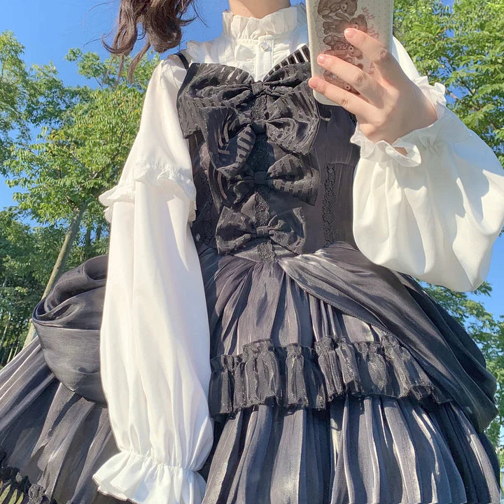 Lolita Blouse White Doll Collar Ruffle Long Sleeve in Spring Shirt for Daily