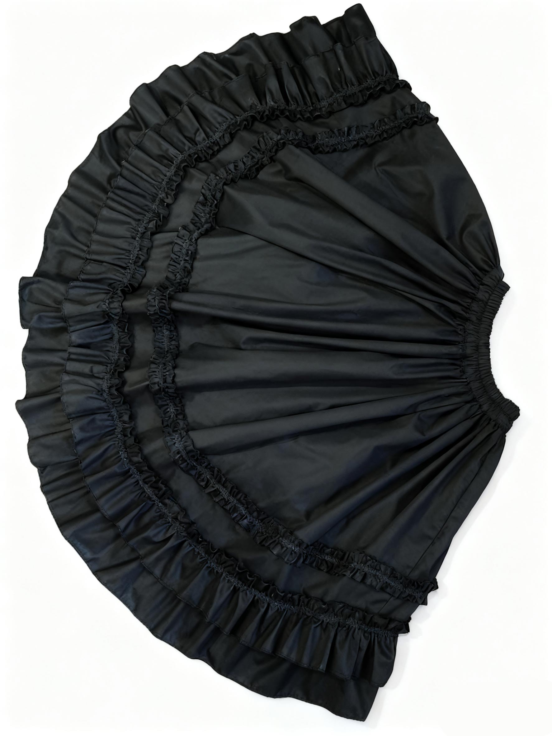 Lolita Petticoats Black Cotton Embroidered Skirt Ruffle Hem for Daily 2 Colors