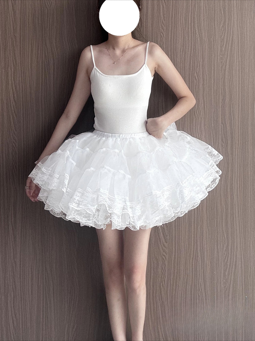 Lolita Petticoats White Four-layer Tulle  Pannier Underskirt A-line Lace