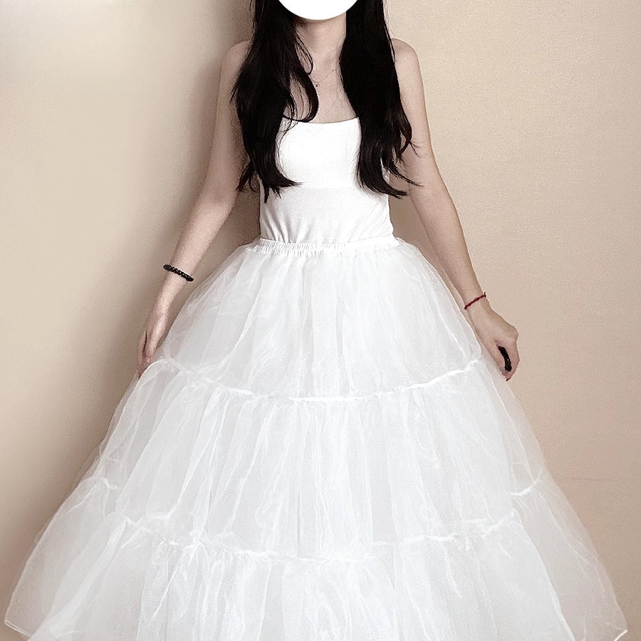 Lolita Petticoats White Midi Crinoline Soft Tulle Fishbone Daily
