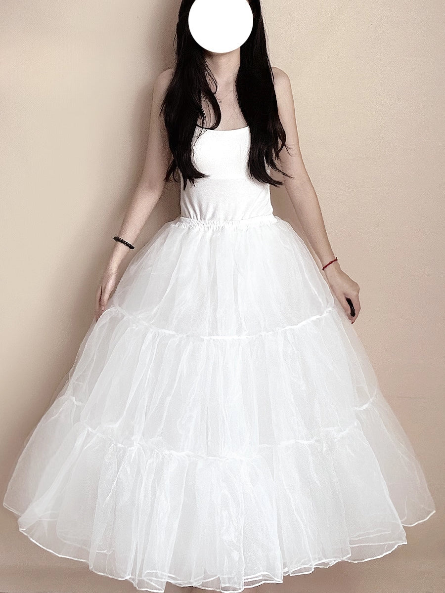 Lolita Petticoats White Midi Crinoline Soft Tulle Fishbone Daily