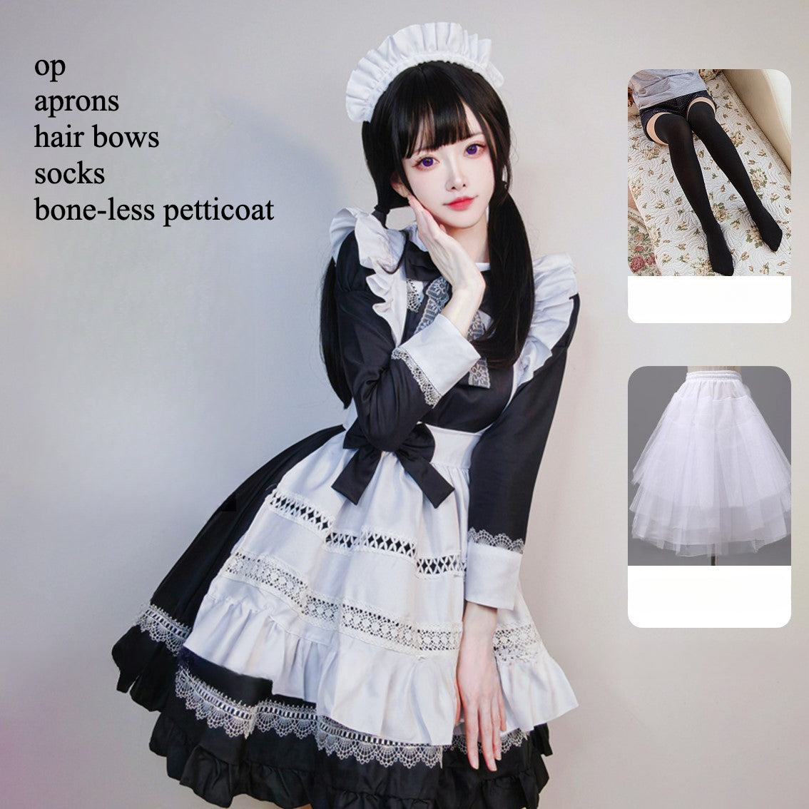 Maid Outfit Classic Black and White Dress British Aristocratic for Daily