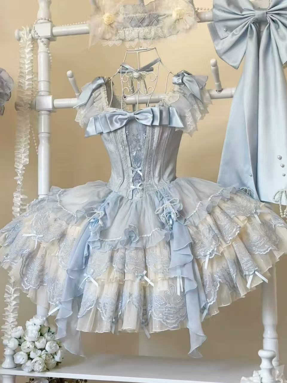 Sweet Lolita Blue Cute Elegant Swan Princess Ballet Style Fairy Dress