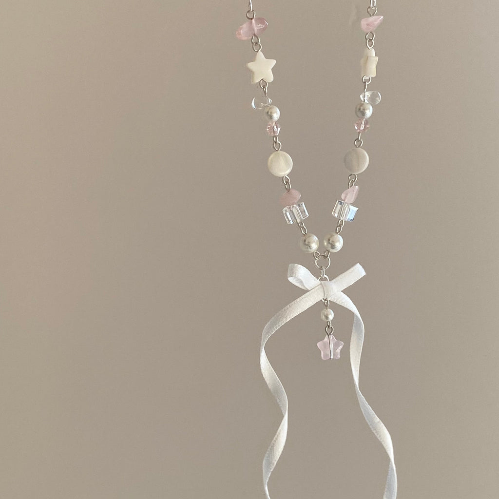 Lolita Accessories Ballet Style Pearl with Bow Exquisite Necklace Pentagram
