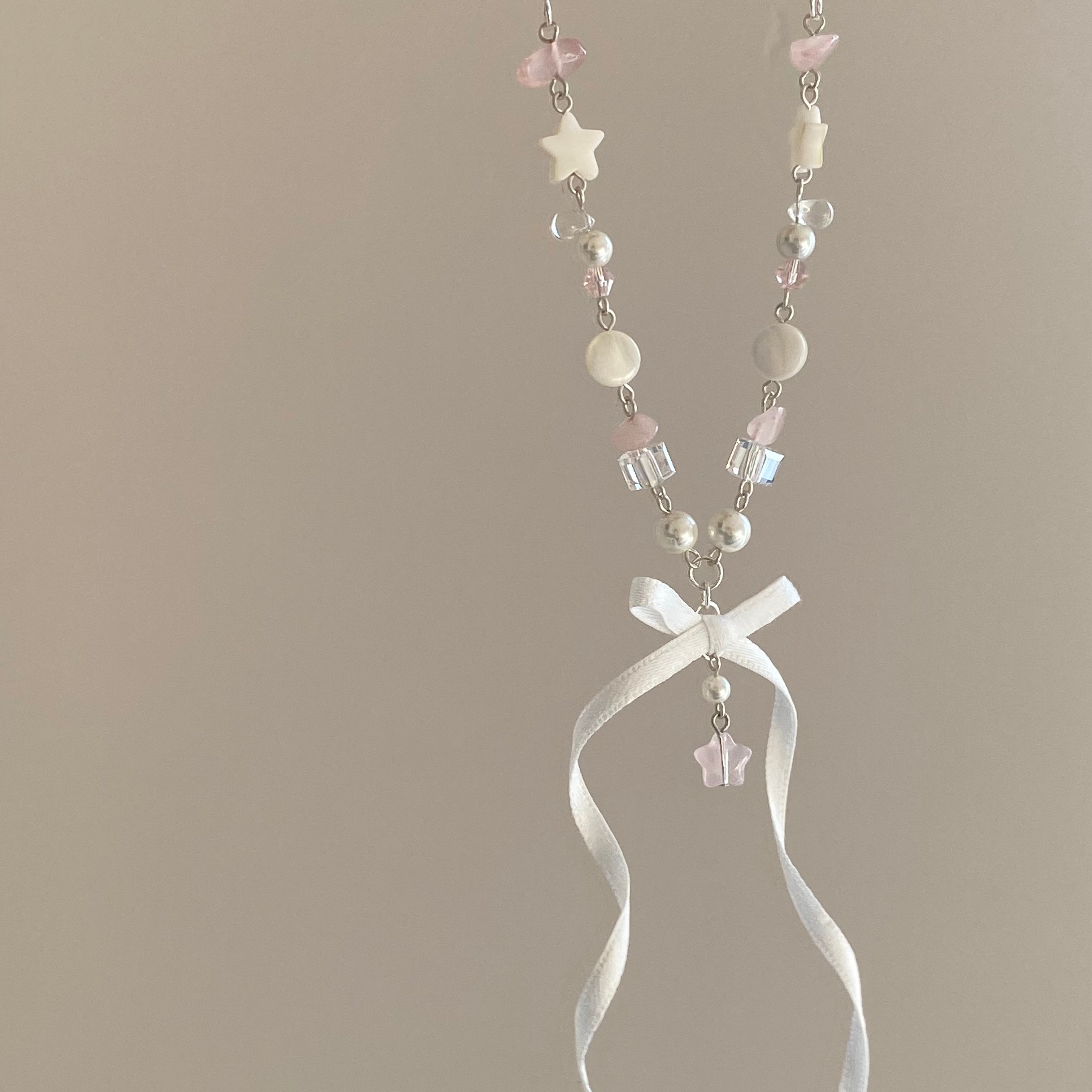 Lolita Accessories Ballet Style Pearl with Bow Exquisite Necklace Pentagram