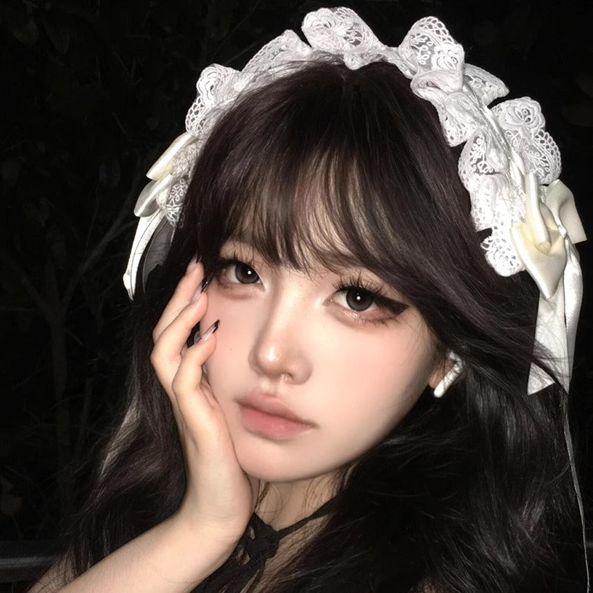 Lolita Accessories White Lace Bow Headband French Headgear Hair