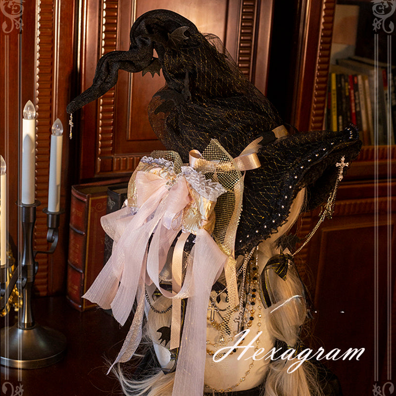 Lolita Accessories Goth Dark Witch Pueple Hat for Halloween 3 Colors