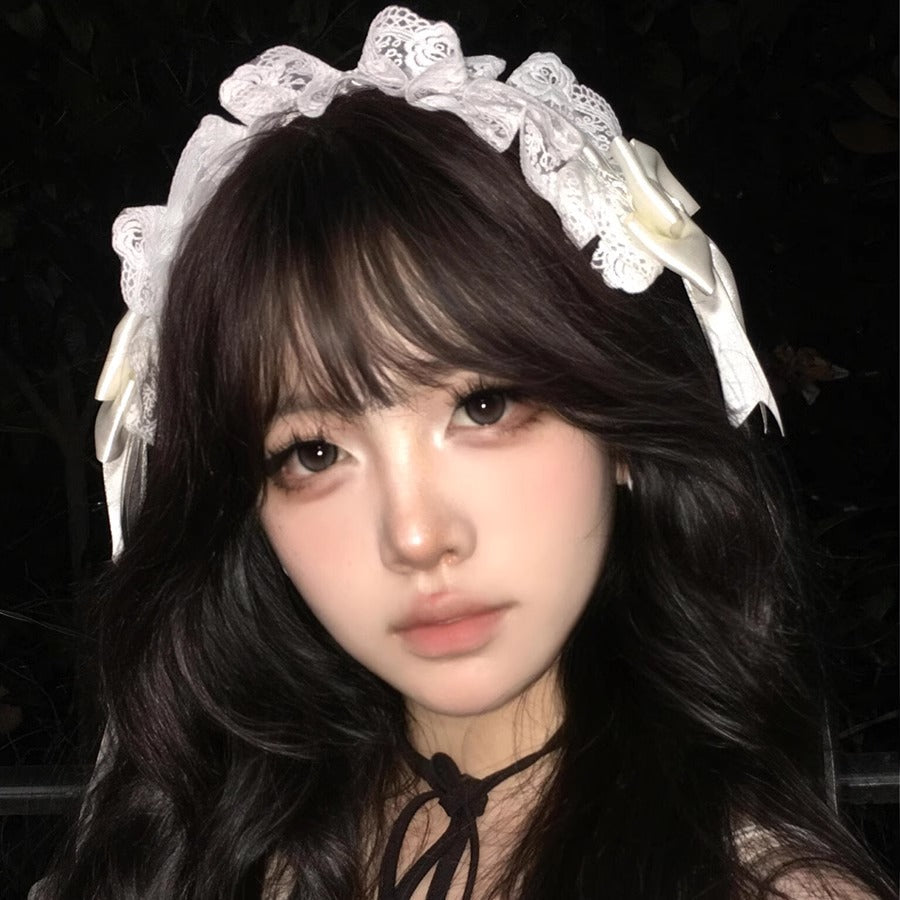 Lolita Accessories White Lace Bow Headband French Headgear Hair