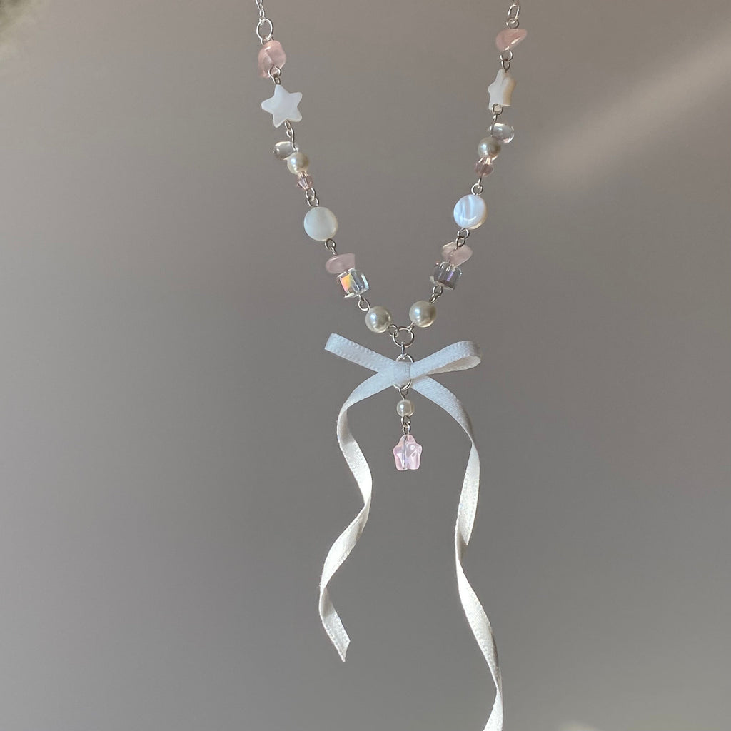 Lolita Accessories Ballet Style Pearl with Bow Exquisite Necklace Pentagram