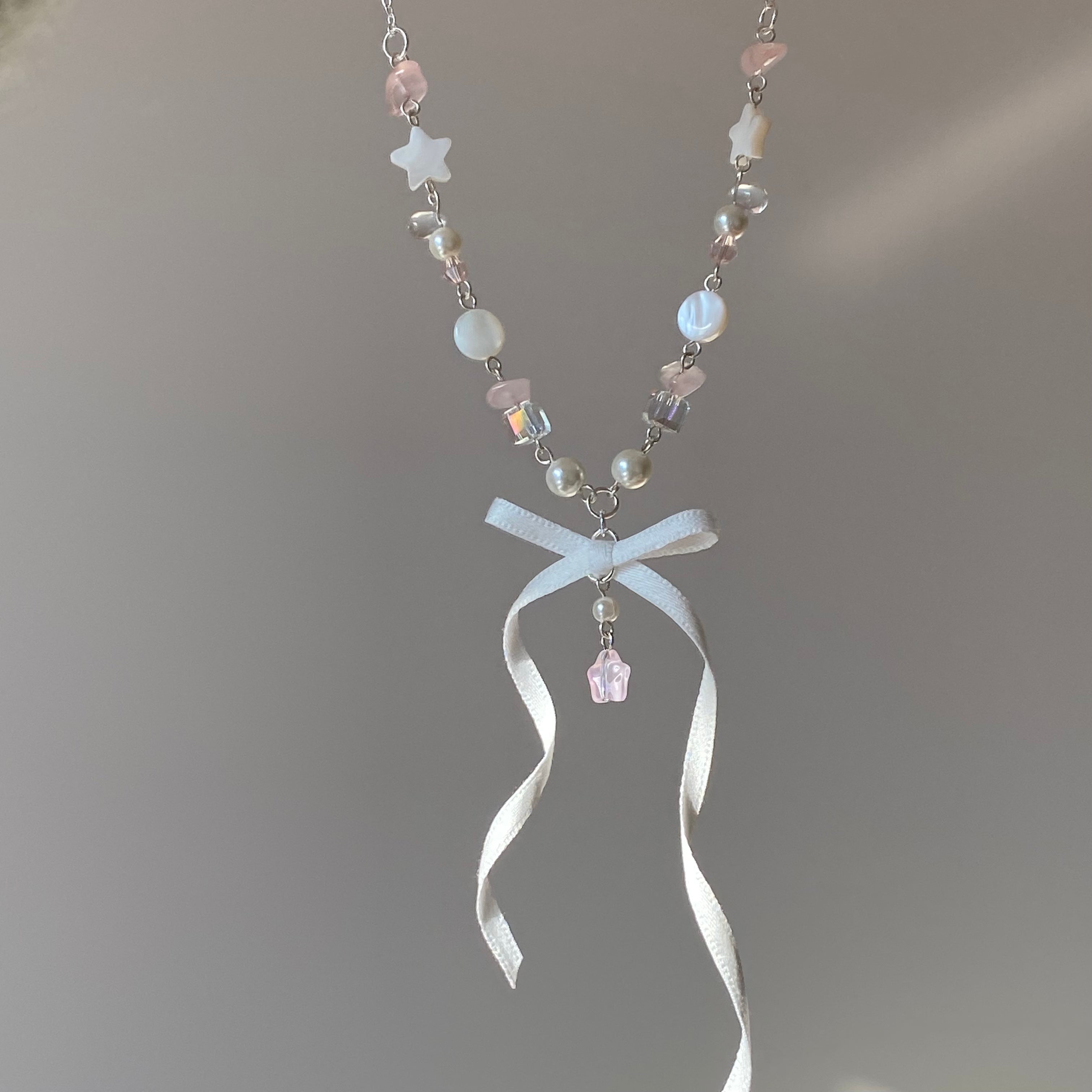 Lolita Accessories Ballet Style Pearl with Bow Exquisite Necklace Pentagram