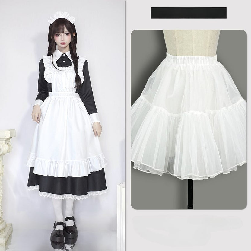 Classic Lolita Black Maid Japanese Manservant Long-sleeved 5XL Dress