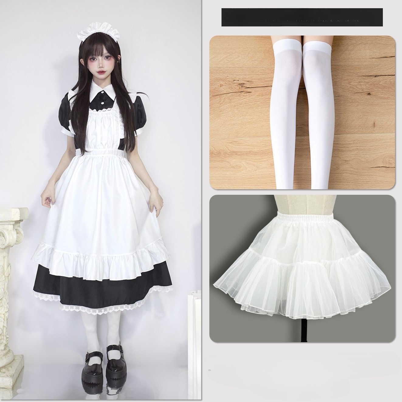 Classic Lolita Black Maid Japanese Manservant Long-sleeved 5XL Dress