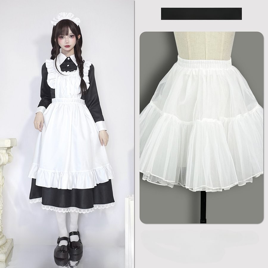 Classic Lolita Black Maid Japanese Manservant Long-sleeved 5XL Dress