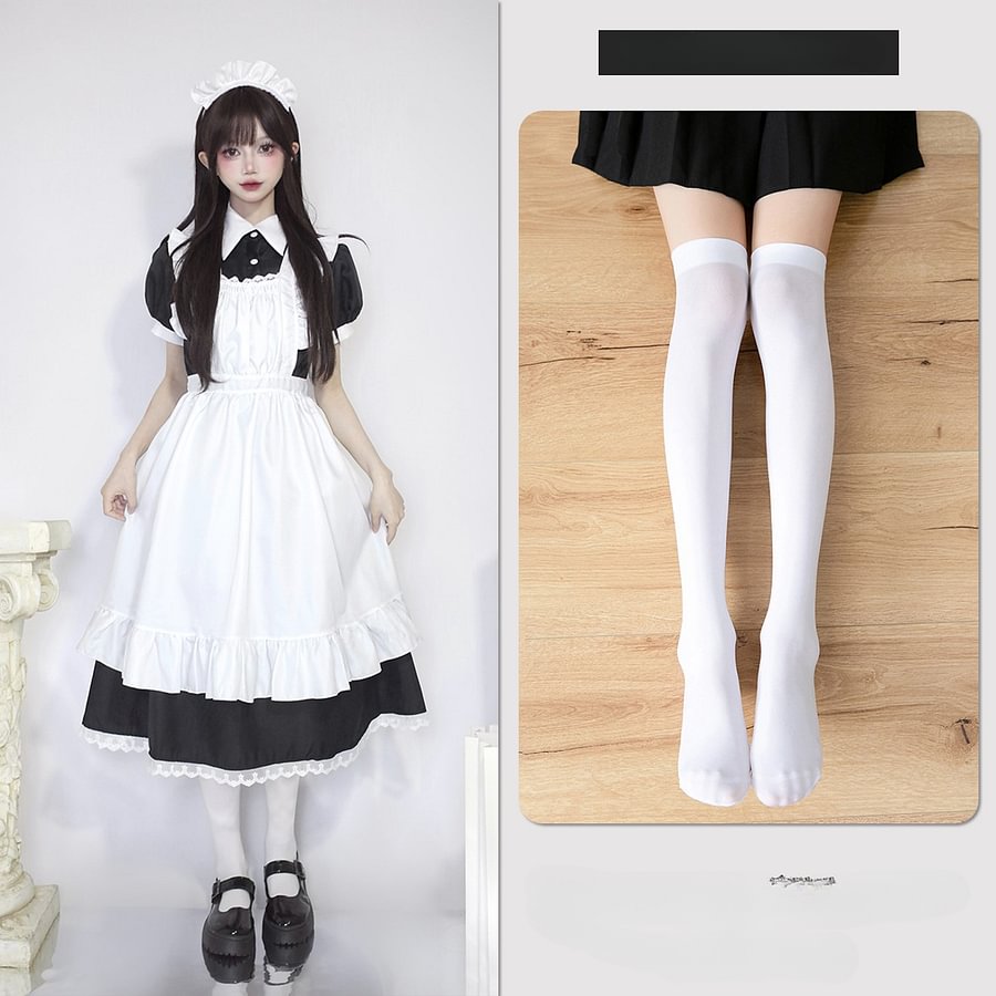 Classic Lolita Black Maid Japanese Manservant Long-sleeved 5XL Dress