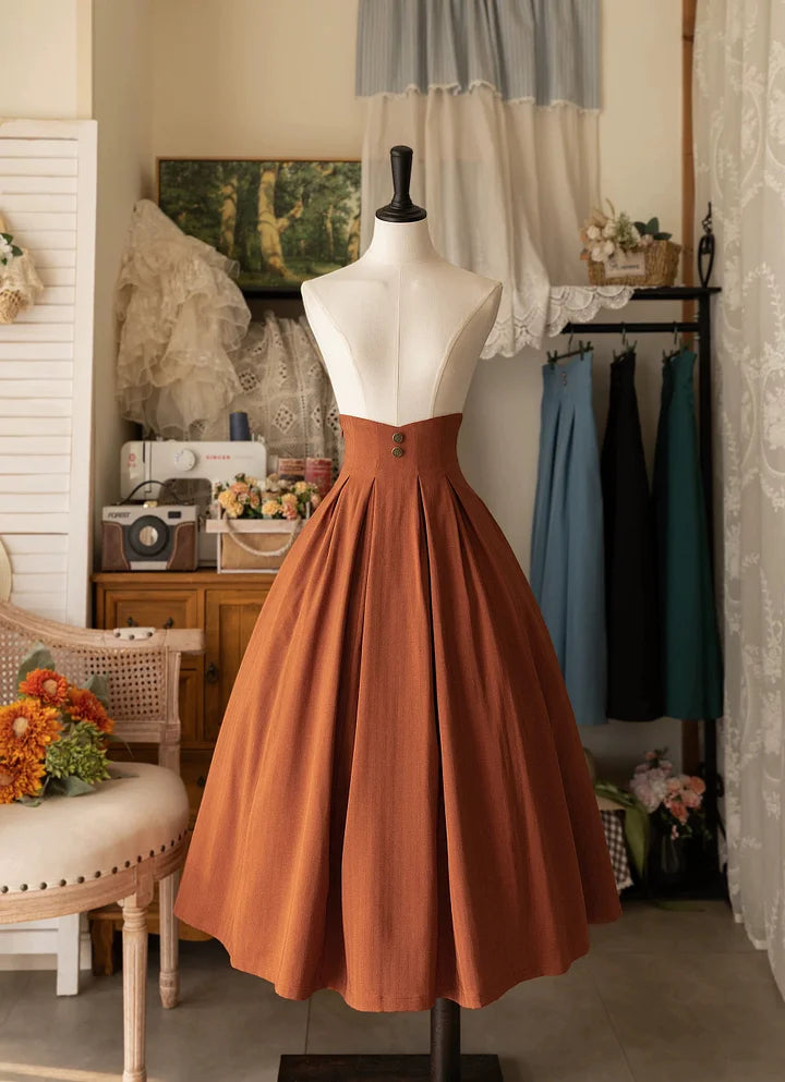 Classic Lolita Orange Vintage French Long Skirt in Autumn for Graduation 3 Colors