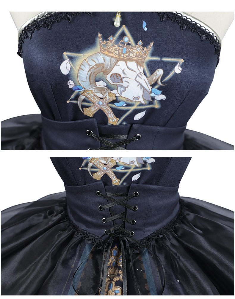 Goth Lolita Black Dark Lace Long Sleeve Ruffles Lace Dresses Plus Size 3XL