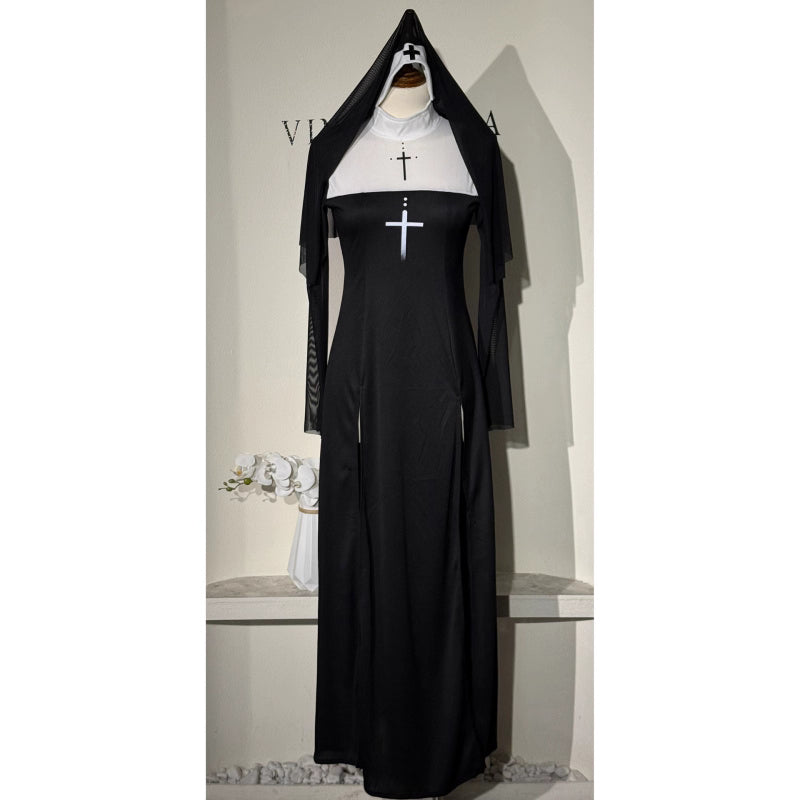 Gothic Lolita Nun Costume Maria Performance Outfit for Halloween Cosplay