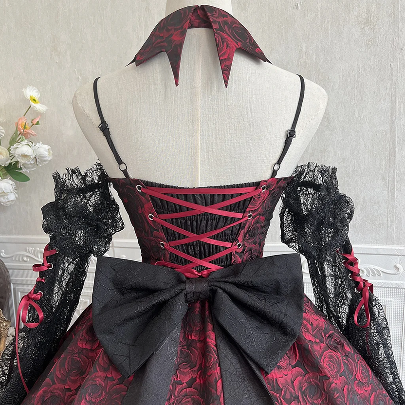 Gothic Lolita Rose Jacquard Gorgeous Dress Vampire 3 Colors for Halloween