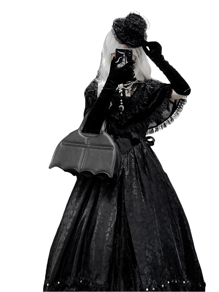 Gothic Lolita Vintage Black Maxi Witch Dress for Halloween Costume