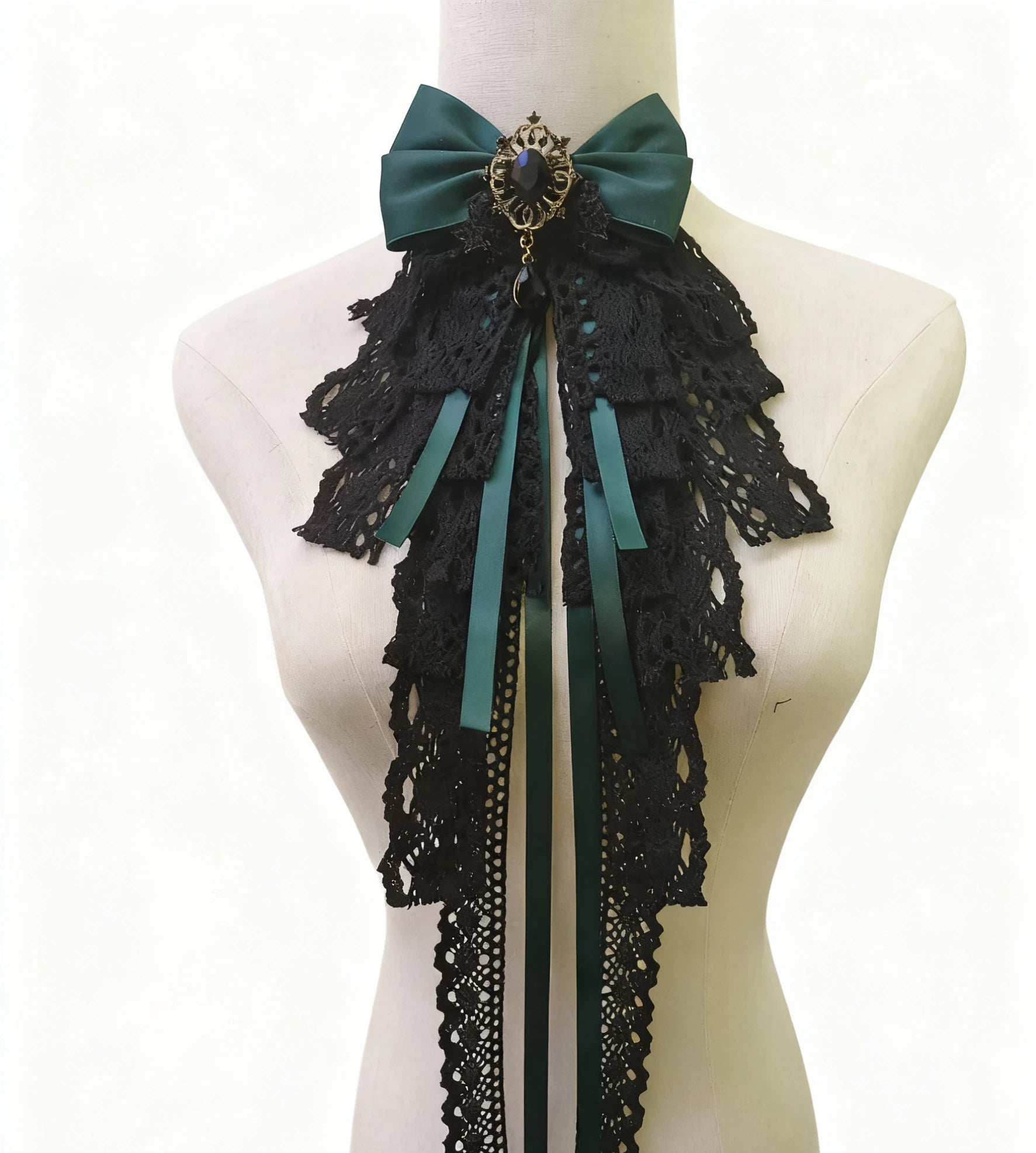 Lolita Accessories Black Gothic Court Elegant Saliva Towel Lace Bow Tie