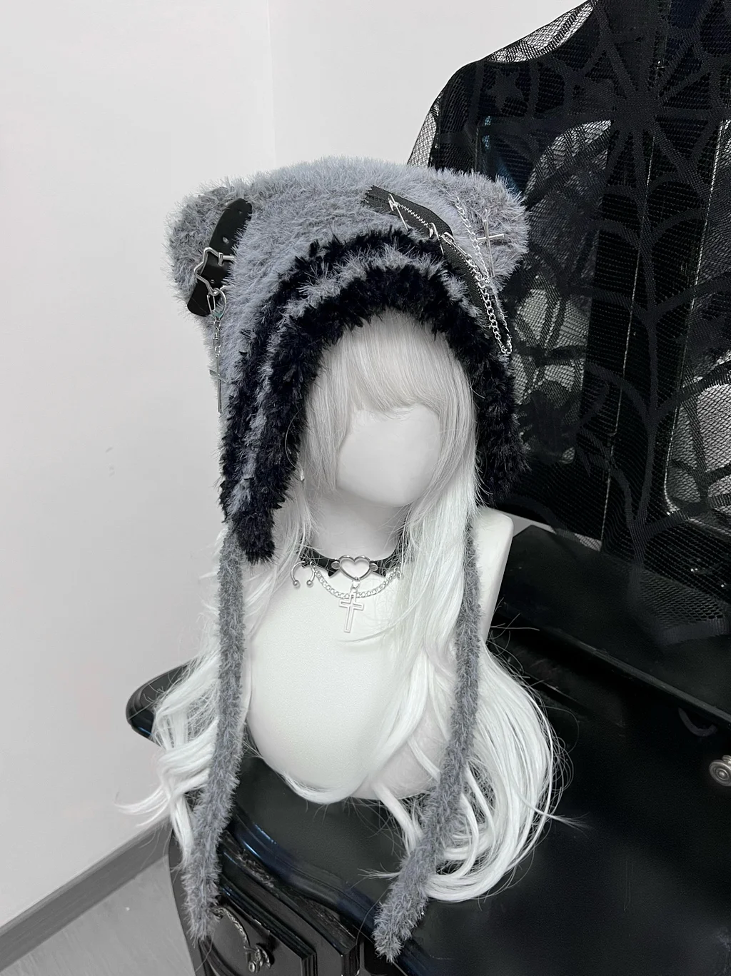 Lolita Accessories Dark Gray Bear Hat Cute Cross Star Wool Hat