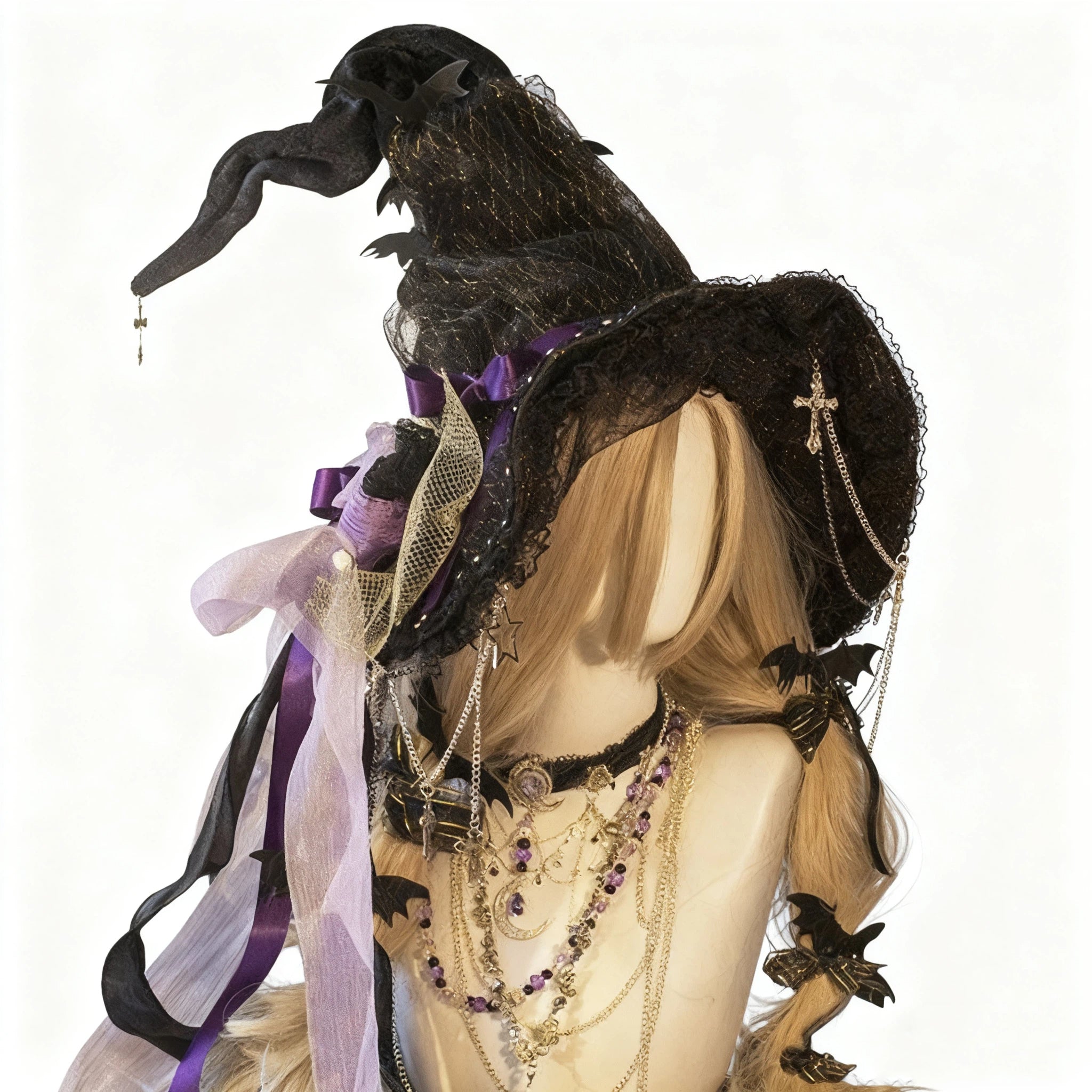 Lolita Accessories Goth Dark Witch Gold Hat for Halloween 3 Colors