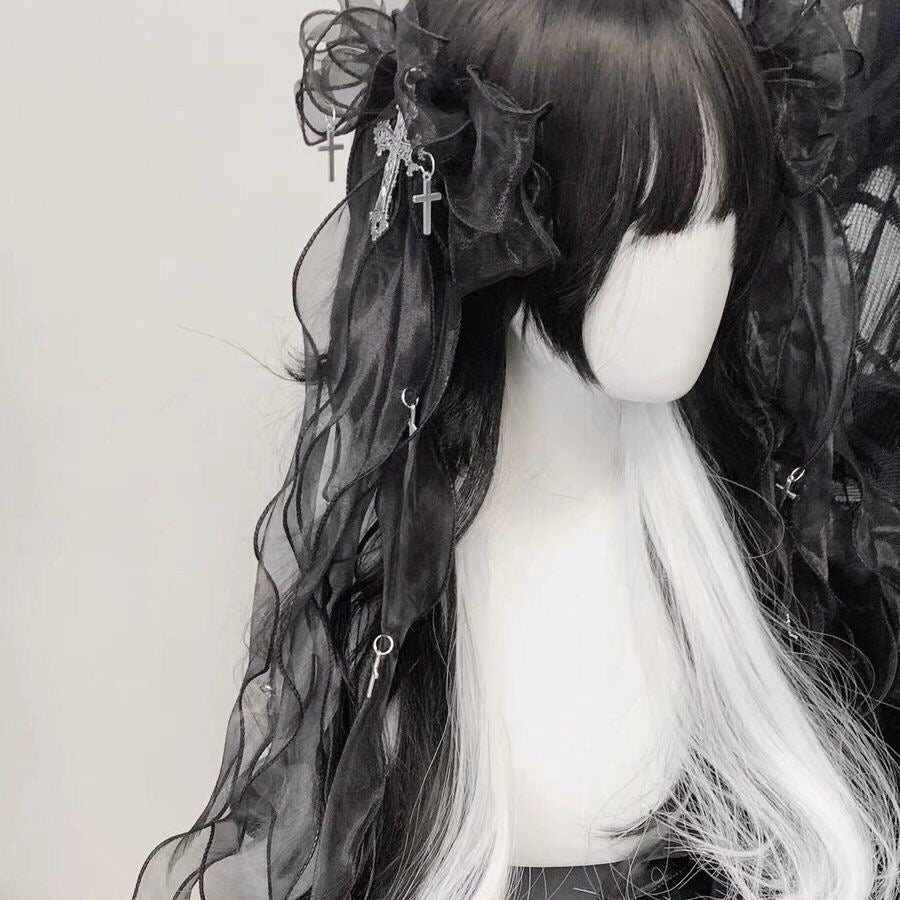 Lolita Accessories Gothic Hairclip Hair Headwear with Bow Ribbon Lace 2 Colors