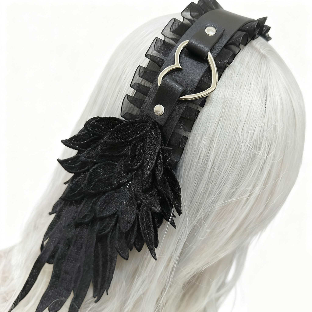 Lolita Accessories Gothic White Angel Wings Y2K Hairband Hair 2 Colors