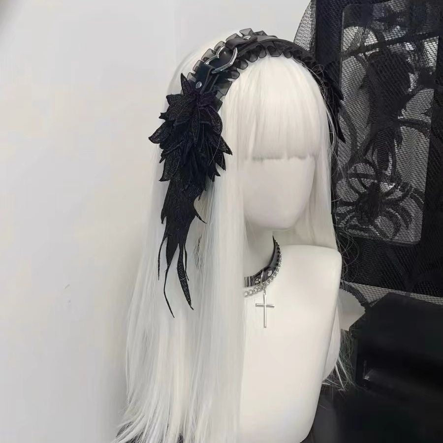 Lolita Accessories Gothic White Angel Wings Y2K Hairband Hair 2 Colors